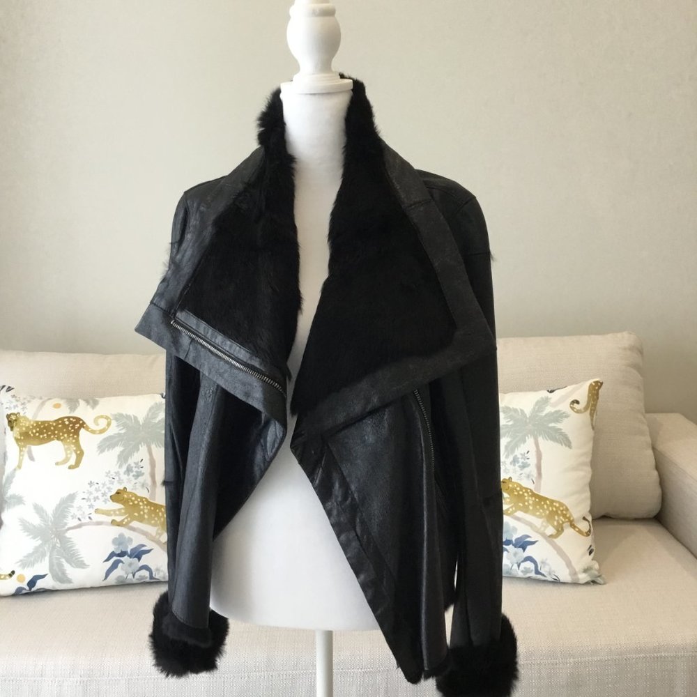 Andrew Marc fur lined black Jacket